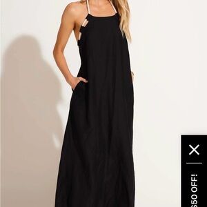 Vitamin A Black Backless Halter Maxi Dress